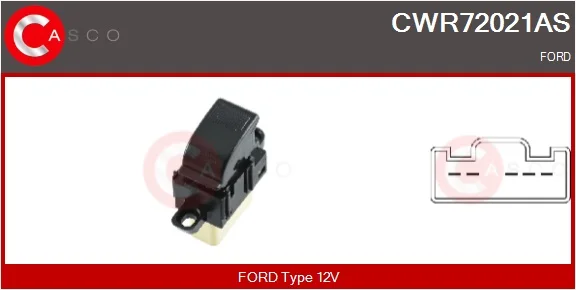 Spínač, zvedací zařízení oken CASCO CWR72021AS – OE 2M3414529BA Spínač, zvedací zařízení oken CASCO CWR72021AS – OE 2M3414529BA