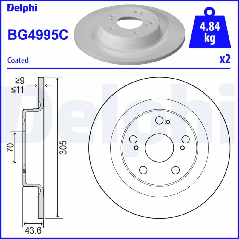Brzdový kotouč DELPHI BG4995C – OE 42510TGHA00