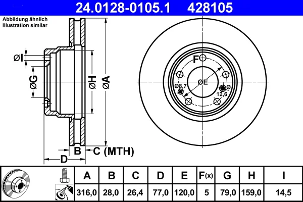 Brzdový kotouč ATE 24.0128-0105.1