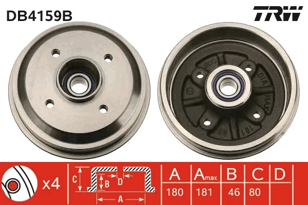 Brzdový buben TRW DB4159B Brzdový buben TRW DB4159B