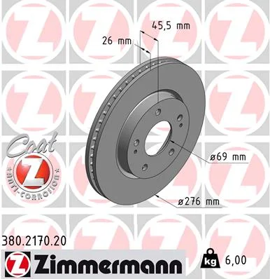 Brzdový kotouč ZIMMERMANN 380.2170.20