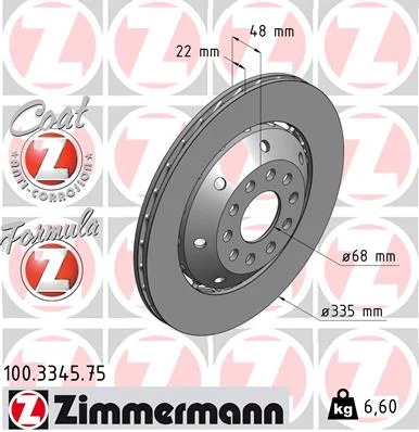 Brzdový kotouč ZIMMERMANN 100.3345.75 – OE 4B3615601B