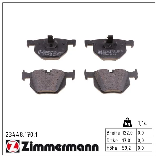 Sada brzdových destiček, kotoučová brzda ZIMMERMANN 23448.170.1