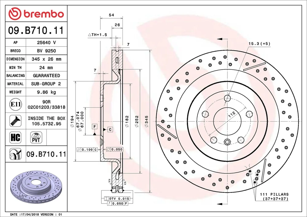 Brzdový kotouč BREMBO 09.B710.11