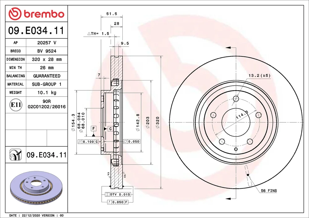 Brzdový kotouč BREMBO 09.E034.11